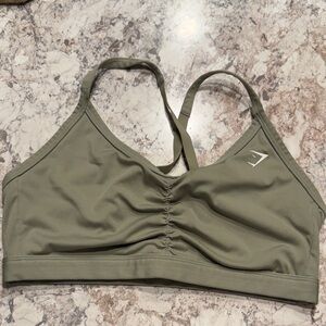 Gymshark ruched sports bra in light save green m